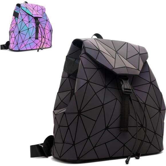 Geometric Backpack Geometries Glow Large Purse Backpack Geometrical Luminous Bag - Picture 1 of 14